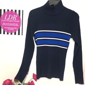 SOLD Tory Burch Navy Tech Knit Ribbed Sweaters M